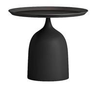 UPJAKS Sofa Mesa de Centro pequeña Redonda con Bandeja, 48x44cm, luz Lateral for sofá, mesita de Noche Creativa de Lujo, Sala de Estar, Dormitorio, Extremo de Esquina de Hierro Salon(Noir)