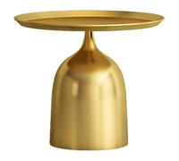 UPJAKS Sofa Mesa de Centro pequeña Redonda con Bandeja, 48x44cm, luz Lateral for sofá, mesita de Noche Creativa de Lujo, Sala de Estar, Dormitorio, Extremo de Esquina de Hierro Salon(Gold)