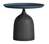 UPJAKS Sofa Mesa de Centro pequeña Redonda con Bandeja, 48x44cm, luz Lateral for sofá, mesita de Noche Creativa de Lujo, Sala de Estar, Dormitorio, Extremo de Esquina de Hierro Salon(Blue Black)