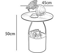 UPJAKS Sofa Mesa de Centro Redonda de Pizarra con Almacenamiento, Extremo Lateral pequeño, Moderna Parte Superior de mármol sintético, Sala de Estar, sofá, mesita de Noche, 45x50cm Salon(Gold)