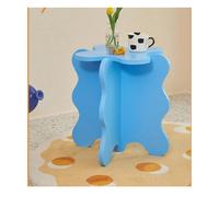 UPJAKS Sofa Mini Mesa de Centro de pétalos, 45x50cm, Lado Ondulado de Madera Maciza, mesita de Noche Creativa nórdica for Dormitorio, Extremo pequeño de Color Salon(BLU)