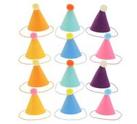 UPKOCH 12 Piezas Mini Forma Cumpleaños para Sombreros de Mascotas Pequeños, Accesorios de Cono de Tela No Tejida, Fáciles de Poner y Quitar de Fiesta para Fiestas