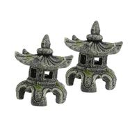 UPKOCH 2 Estatuas De Jardín Zen Decoración De Pabellón para Acuario Adornos Asiáticos para Pecera Refugio para Acuario Decoración De Pecera Cueva Estatua De Pagoda En Miniatura