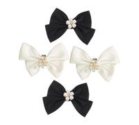 UPKOCH 2 pares Clip de Zapato de Lazo Elegante con Perlas Adornos para Tacones Altos Decoración para Zapatos de Novia y Fiesta Negro y Beige