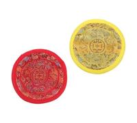 UPKOCH 2 Piezas Almohadillas para Cuencos de Canto Budistas Hechas Mano de Nepal Cojines de Artesanal Colores Amarillo y Rojo Accesorios para Arte Espiritual