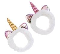 UPKOCH 2 Piezas Banda Cabello Unicornio Lentejuelas de Tela Cómoda y Elástica para Niñas y Adecuado para Lavado Facial y Disfraces