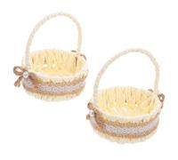 UPKOCH 2 Piezas Cesta de Almacenamiento de Imitación Ratán Pequeña y Portátil con Asas, Diseño Versátil en Estilo Campestre para Decoración y Accesorios de Fotografía