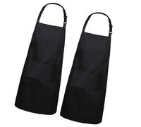 UPKOCH 2 Piezas Delantal Cocina Peto Reutilizable con Bolsillos para Hombres y Mujeres Delantal BBQ para Cocina y Barbacoa Fácil de Limpiar y Transpirable de Negro
