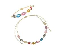 UPKOCH 2 piezas Pulsera de Cuentas Ajustable con Conchas de Aleación Pintadas Mano Joyería Boho para Chicas Adolescentes Accesorios de Playa para Verano y Vacaciones