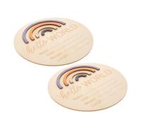 UPKOCH 2piezas Tarjetas de Mes para Bebé de Círculos de Madera Letrero de Anuncio Nombre y Foto para Recuerdo Mensual para Niña