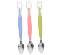 UPKOCH 3 Piezas Cucharas para Niña con Doble Acero Inoxidable y Suave Diseño Versátil para Raspado y Alimentación Colores Distintivos Azul Rosa Verde