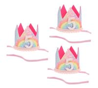 UPKOCH 3 Piezas de arcoiris de cumpleaños diadema de lentejuelas cumpleaños del principito cumpleaños niño de cumpleaños tiara diademas de bebé tocado de chica