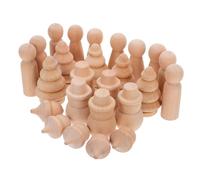 UPKOCH 30 Unidades manualidades de bricolaje muñecas de clavijas de madera Decoraciones navideñas de bricolaje cono de pino de madera sin terminar muñecas peg personas Beige