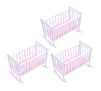 UPKOCH 3Piezas Juguete de Cuna para Muñecas Accesorios Interactivos de Imaginativo para Niño Niña Cuna de Plástico Ligera y Portátil para Desarrollo Infantil y Coordinación Manual