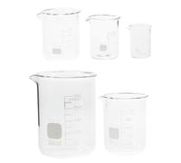 UPKOCH 5 Piezas Vaso Medidor de Vidrio Graduación 250ml para Laboratorio | Juego de 10ml, 25ml, 50ml y 100ml, Uso Químico, Lectura Clara, Limpieza Sencilla