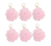 UPKOCH 6 Piezas Llaveros Pom Pom Ballet Niñas Peluche Suave con Rhinestones Encanto Bolso Colgante para Mujeres Mochilas Equipaje