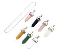 UPKOCH 7 Piezas de Collar Colgante de Cristal Natural Hexagonal Cadena para Clavícula en Sandía Lapislázuli Cuarzo Ámbar Opaco Transparente Accesorios para Ropa y Moda