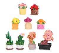 UPKOCH 9 Piezas de Plantas en Miniatura para casa de muñecas, Flores, miniplantas de Resina en Maceta, Cactus en Miniatura, suculentas, bonsái, vegetación Artificial diminuta para micropaisaje.