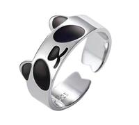 UPKOCH Anillo Abierto Ajustable para Mujer Diseño de Panda Esmaltado Negro Anillo Decorativo Creativo sin Cierre Joyería Vintage para Dedo Adecuado para Uso Diario y Obsequio