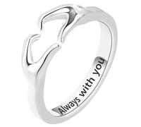 UPKOCH Anillo Abierto de Abrazo para Mujer, Anillo de Pareja Ajustable de Metal Plateado, Joyería de Compromiso Elegante para Uso Diario y Festivales, Talla Única