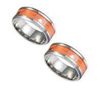 UPKOCH Anillo Acero Diseño de Unisex o de Pareja Electrocardiograma Elegante Luminoso Inoxidable Naranja y Moderno para Fiesta Reunión Social