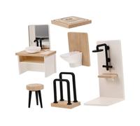 UPKOCH Baño con Ducha Lavabo Inodoro Toallero y Báscula Accesorios Seguros y Duraderos para Decoración y Juego