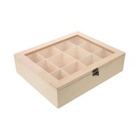 UPKOCH Caja de Almacenamiento para Bolas de Secadora de Ropa con Tapa, Organizador de Madera 30x30x5 Cm para Lavandería, Dispensador con Compartimentos y Ventana Transparente, Adecuado