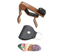 UPKOCH Cejilla Portátil Para Guitarra y Ukelele De Madera Oscura Juego De 6 Púas y Porta Púas, Accesorio Profesional Para Ajuste Rápido De Tono y Uso Guitarra Acústica y Eléctrica
