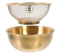UPKOCH - Colador de acero inoxidable dorado, tamiz de cocina con cuenco, juego de 2 piezas para verduras, arroz, frutas y pastelería