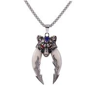 UPKOCH Collar Colgante de Hombre Doble Colmillo Salvaje Pequeño, Aleación Resistente, Estilo Urbano para Playa y Fiesta, Joyería Ligera y Cómoda para Uso Diario