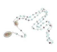 UPKOCH Collar de Cuentas de Rosario para Hombre Verde Colgante Nuestra Señora de Guadalupe, Cadena Religiosa de Cuentas Pulidas para Oración y Uso Diario, Accesorio Católico Elegante