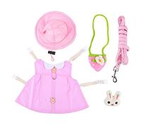 UPKOCH Colocar Juego de Ropa para Mascotas Cubrir Disfraz de conejita de Guinea Productos para Mascotas Conejo Trajes y Ropa de Mascota Accesorios de Conejito Correa de hámster Felpa Rosa