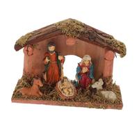 UPKOCH Conjunto De Pesebre De Cabaña De Madera Figuras De Belén para Decoración Navideña Pequeño Adorno De Jesús para Mesa Escenario De De Escena