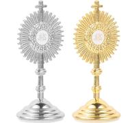 UPKOCH Crucifijo De Pie con Base De Metal, Jesús En La Cruz Católica, Estatua Religiosa Cristiana para Mesa De Altar, 2 ., Aleación De Zinc, Dorado