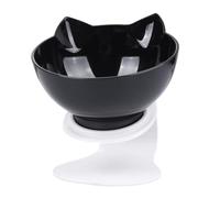 UPKOCH Cuenco para Gatos Inclinado de Plástico Negro con Protección de Cuello Tazón Único para Alimentación y Agua Diseño Adorable y Fácil Limpieza para Mascotas