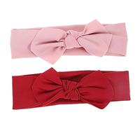 UPKOCH Diademas para Ñiño Lazo, Accesorio Pelo Infantil, Diadema Elástica Lazo, Colores Rosa y Rojo, Tela, para Baby Shower y Fiesta, 2 Piezas