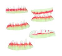 UPKOCH Dientes Postizos Luminosos 5 Piezas De Halloween, Decoración Terrorífica Artificial, Accesorios para Disfraz Zombi, Dentaduras Postizas Desechables para Fiesta Noche