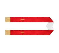 UPKOCH Estola Clerical Reversible Borlas y Cruz Bordada Chal Nupcial Doble Cara para Ceremonia Religiosa Bufanda Pastoral Transpirable Rojo y Blanco Estola para Boda Iglesia