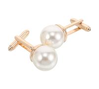 UPKOCH Gemelos de Perla Dorados Elegantes y Clásicos para Camisa de Hombre, Accesorios Esenciales de Aleación de Zinc y Plástico Pack de 2 Piezas para Traje y Boda
