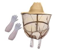 UPKOCH Guantes de Oveja Apicultor y Sombrero Multiusos Protección para Colmena con Mosquitera y Diseño Elástico para Apicultores