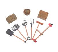 UPKOCH Juego De Mini Herramientas Agrícolas Domésticas para Niños, 9 Piezas, Accesorios De Jardinería Miniatura para Decoración De Casa y Escenarios De Granjas Miniatura