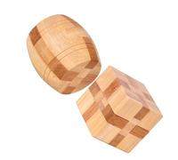 UPKOCH Juguete Educativo de Bambú 2 Piezas Cerradura Ming y Esclusa de Luban Rompecabezas Intelectual Bola y Cubo para Mayores de 6 Años Desarrollo Cognitivo y Coordinación Manual