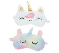 UPKOCH Máscara para Dormir de Peluche 2 Piezas Diseño 3d Unicornio, Colores Claro Cuerno Dorado y Arcoíris, Transpirable y Opaca, Adecuado para Viaje y Descanso Nocturno
