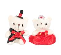 UPKOCH Muñeca Artesanal de Oso para Decoración de Boda y Día de San Valentín Felpa Suave en Color Rojo Set de 2 Muñecos Románticos para Dormitorio y Obsequio Romántico