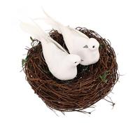 UPKOCH Nido de Pájaros de Ratán Natural con Palomas Decoración Artesanal para Jardín Exterior Balcón y Fotografía para Ornamentos Pequeños