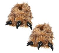 UPKOCH Pantuflas de Felpa de Invierno Unisex Diseño de Garra de Oso Marrón, Suela Antideslizante, Cálidas y Cómodas para Interiores, Talla 28 Cm