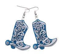 UPKOCH Pendientes Colgantes de Bota Campestre para Mujer, Acrílicos Azules, Cómodos, Estilo Retro Elegante para Boda o Aniversario