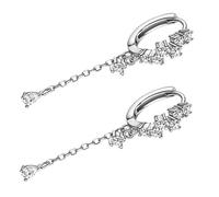 UPKOCH Pendientes Colgantes Largos para Mujer Diseño con Cadena y Circonitas Brillantes Pendientes de Plata Hipoalergénicos Joyería Elegante para Fiestas y Verano