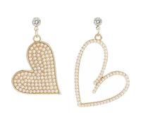 UPKOCH Pendientes de Aleación Forma de Corazón y Perlas Asimétricas Incrustaciones de Gemas de Imitación 1 Par Accesorios de Moda para Mujer en Bodas y Fiestas