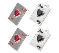 UPKOCH Pendientes de Naipes para Mujer 2 Pares de Pendientes de Botón Gemas de Imitación Brillantes Diseño de Cartas de Póker As de Espadas y Corazón Rojo Joyas Ligeras para Fiestas